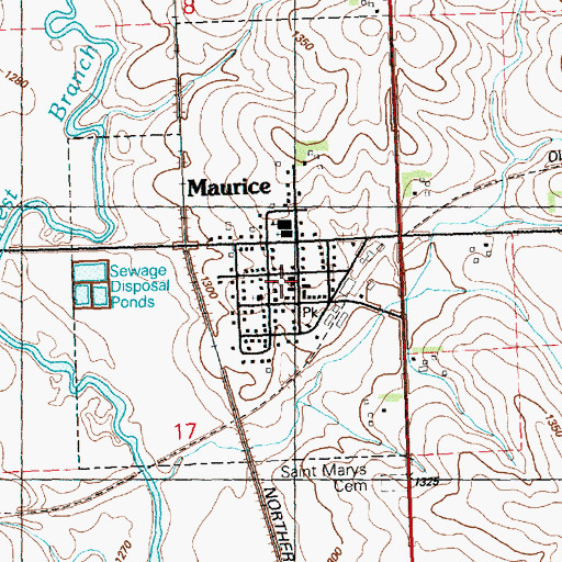 Topographic Map of Maurice, IA