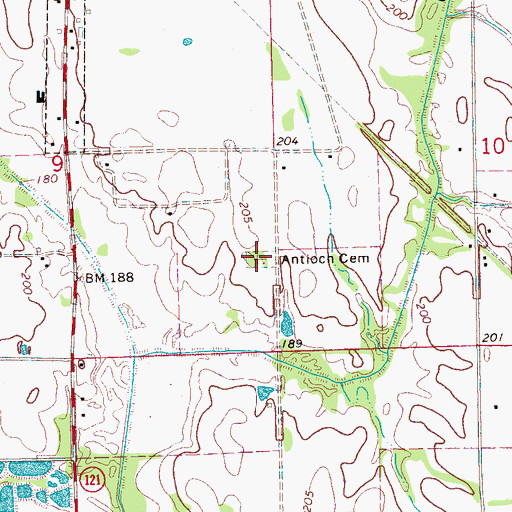 Topographic Map of Antioch Cemetery, AR