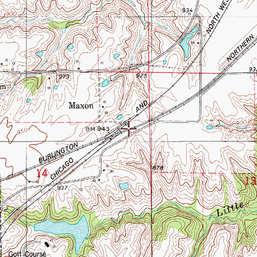 Topographic Map of Maxon, IA