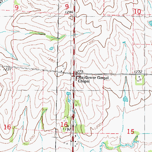 Topographic Map of Mayflower Gospel Chapel, IA