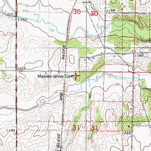 Topographic Map of Maynes Grove Cemetery, IA