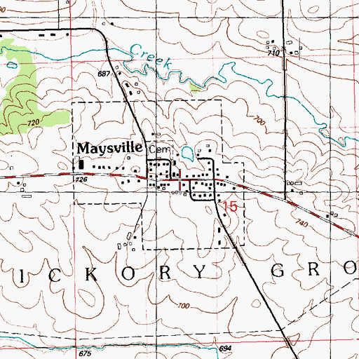 Topographic Map of Maysville, IA