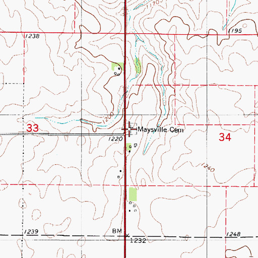 Topographic Map of Maysville Cemetery, IA