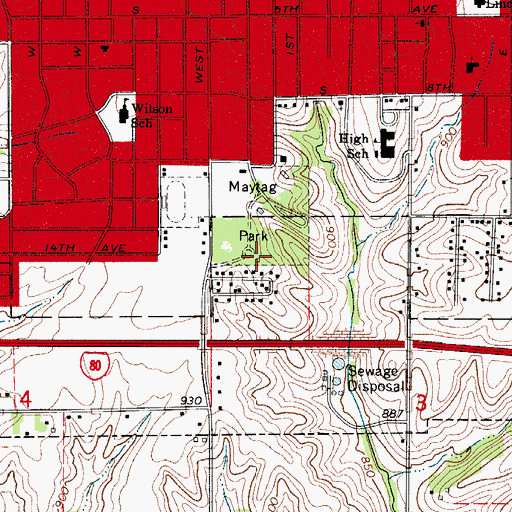 Topographic Map of Maytag Park, IA