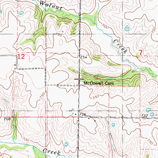 Topographic Map of McDowell Cemetery, IA