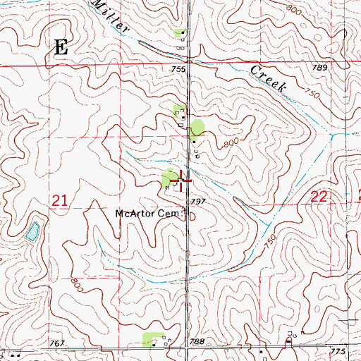 Topographic Map of McArtor Cemetery, IA