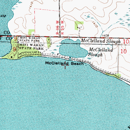 Topographic Map of McClelland Beach, IA