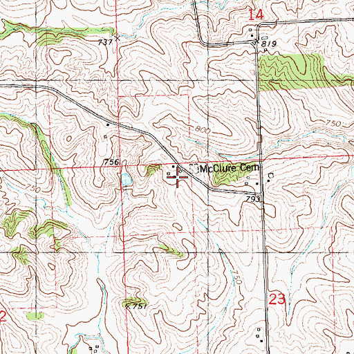 Topographic Map of McClure Cemetery, IA