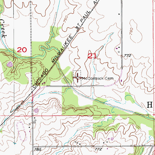 Topographic Map of McCormick Cemetery, IA
