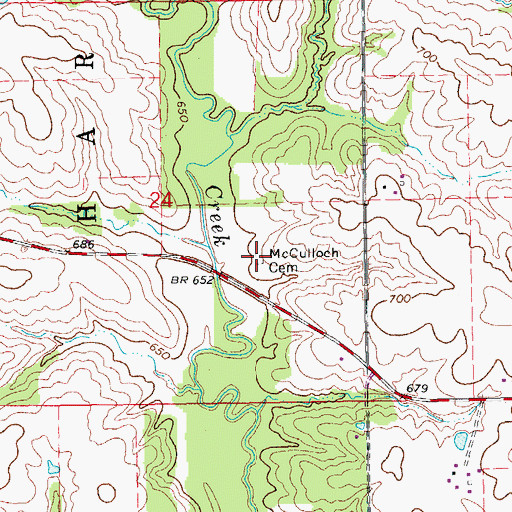Topographic Map of McCulloch Cemetery, IA
