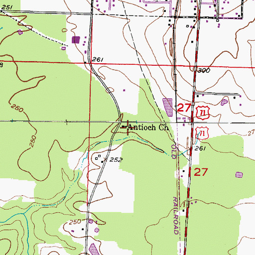 Topographic Map of Antioch Church, AR