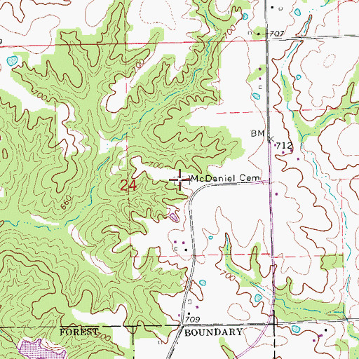 Topographic Map of McDaniel Cemetery, IA