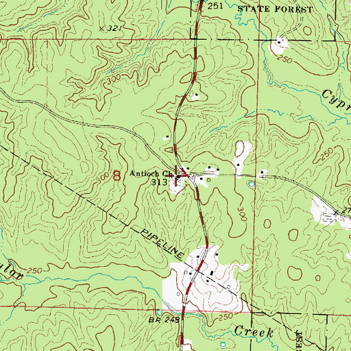 Topographic Map of Antioch Church, AR