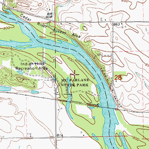 Topographic Map of McFarlane State Park, IA