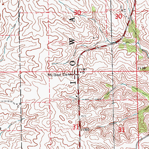 Topographic Map of McGee Cemetery, IA