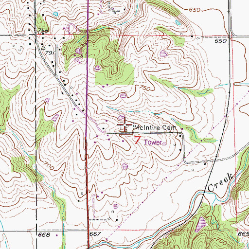 Topographic Map of McIntire Cemetery, IA