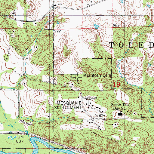 Topographic Map of McIntosh Cemetery, IA