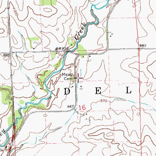Topographic Map of Mead Cemetery, IA