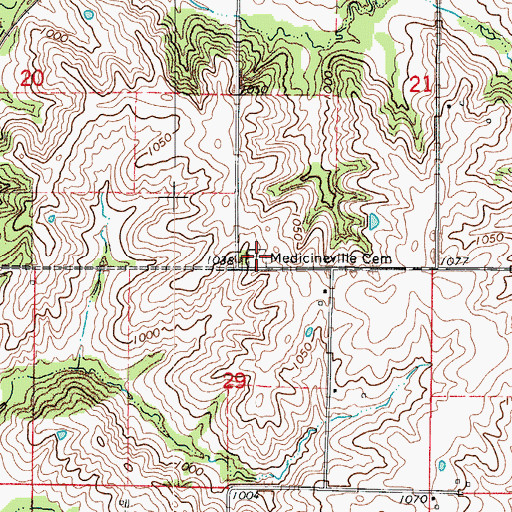Topographic Map of Medicineville Cemetery, IA