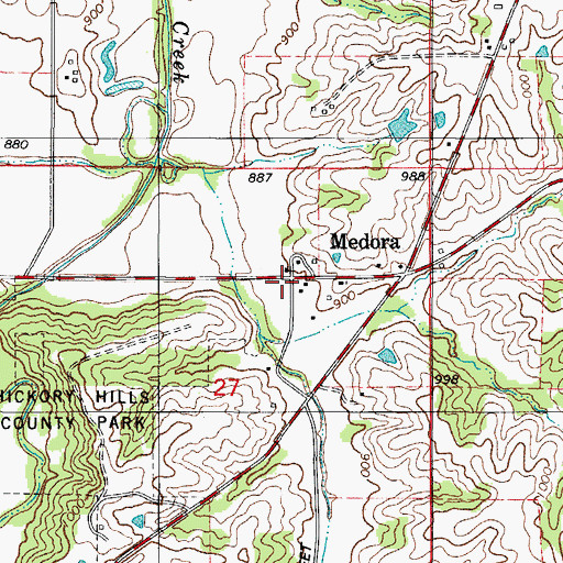 Topographic Map of Medora, IA