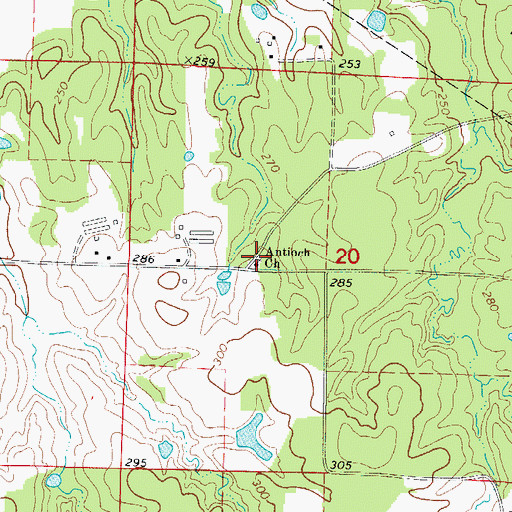 Topographic Map of Antioch Church, AR