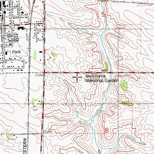 Topographic Map of Melbourne Memorial Garden Cemetery, IA