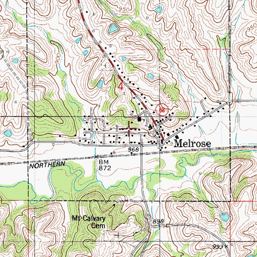 Topographic Map of Melrose, IA