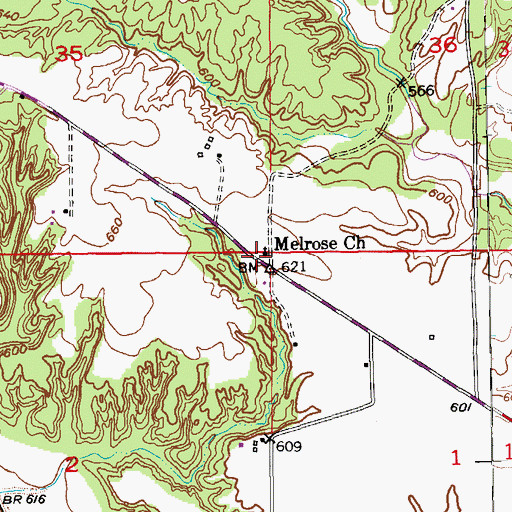 Topographic Map of Melrose Church, IA