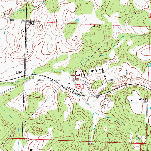 Topographic Map of Antioch Church, AR