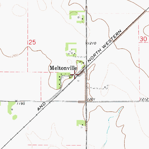 Topographic Map of Meltonville, IA