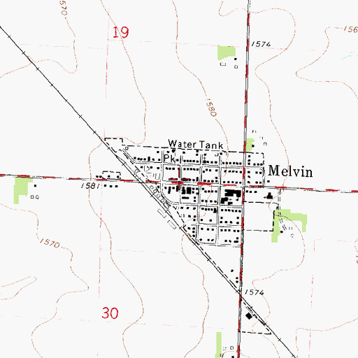 Topographic Map of Melvin, IA