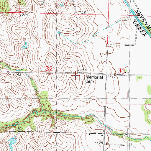 Topographic Map of Memorial Cemetery, IA