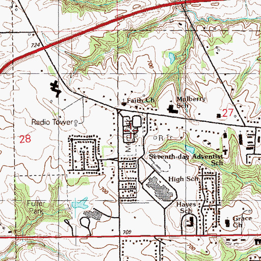Topographic Map of Memorial Park Cemetery, IA