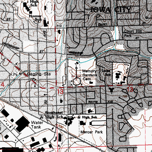 Topographic Map of Memory Gardens Cemetery, IA