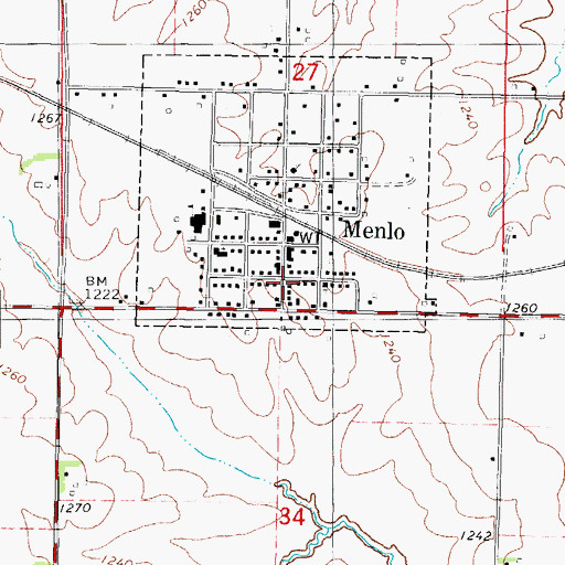 Topographic Map of Menlo, IA