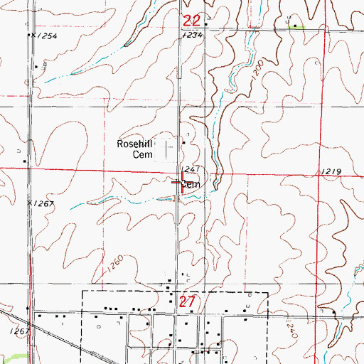 Topographic Map of Menlo Cemetery, IA
