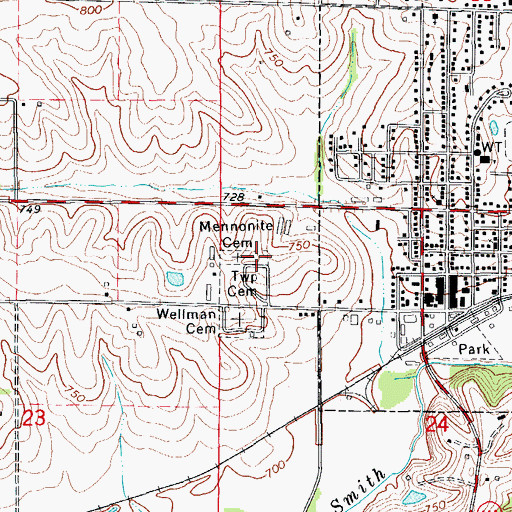 Topographic Map of Mennonite Cemetery, IA