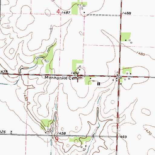 Topographic Map of Mennonite Cemetery, IA