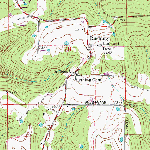 Topographic Map of Antioch Church, AR