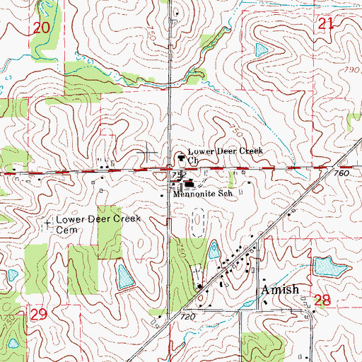Topographic Map of Iowa Mennonite School, IA