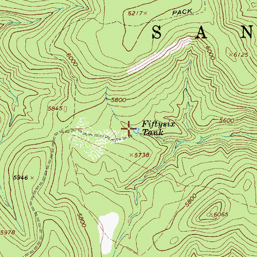 Topographic Map of Fiftysix Tank, AZ