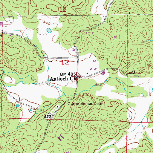 Topographic Map of Antioch Church, AR