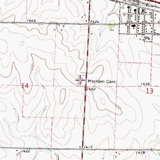 Topographic Map of Meriden Cemetery, IA