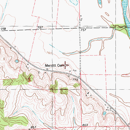 Topographic Map of Merritt Cemetery, IA