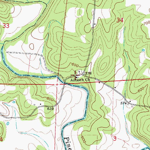 Topographic Map of Antioch Church, AR