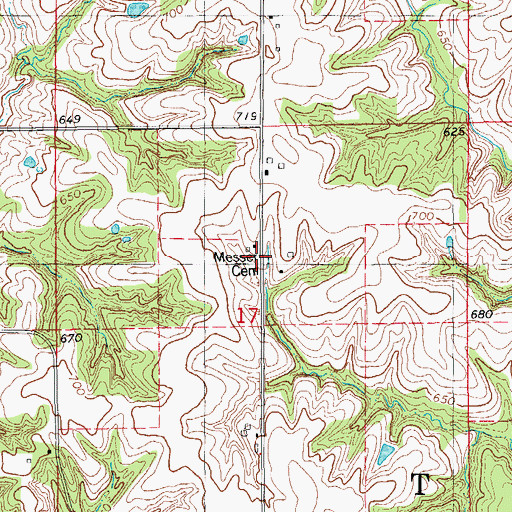Topographic Map of Messer Cemetery, IA