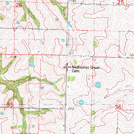 Topographic Map of Methodist Grove Cemetery, IA