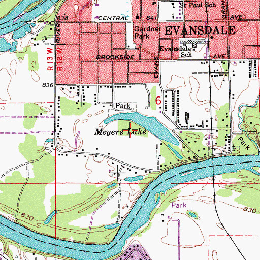 Topographic Map of Meyers Lake, IA
