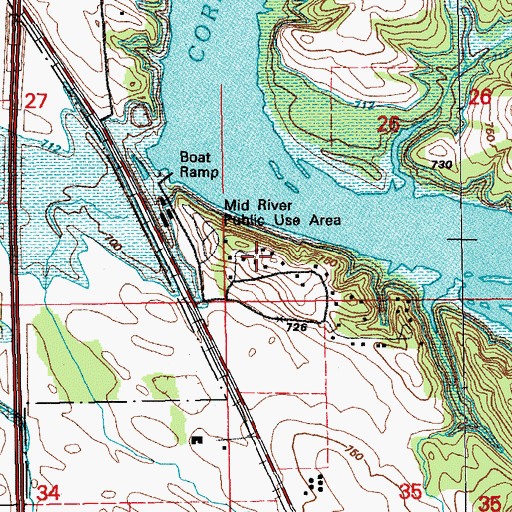Topographic Map of Mid River Public Use Area, IA