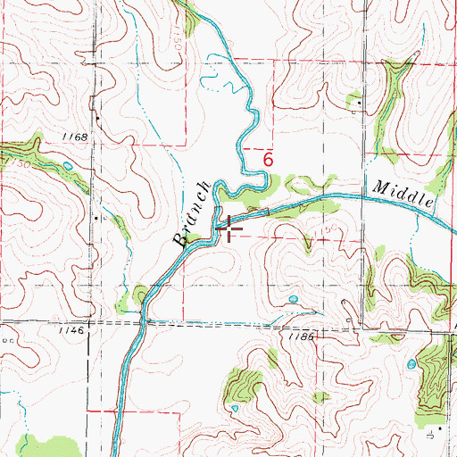 Topographic Map of Middle Branch One Hundred and Two River, IA